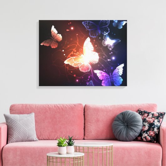 Ggloeiende nachtvlinders canvas afdruk (Insitu (Woonkamer))