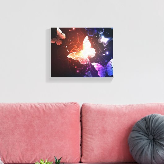 Ggloeiende nachtvlinders canvas afdruk (Insitu (Woonkamer))