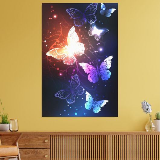 Ggloeiende nachtvlinders canvas afdruk (Insitu (Woonkamer))