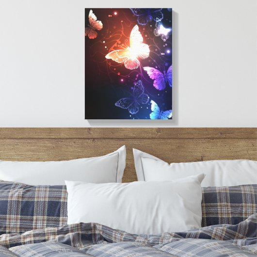 Ggloeiende nachtvlinders canvas afdruk (Insitu (Slaapkamer))