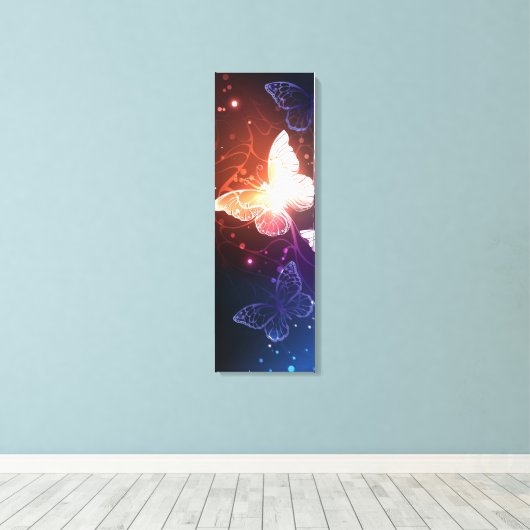 Ggloeiende nachtvlinders canvas afdruk (Insitu (Houten vloer))