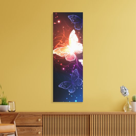 Ggloeiende nachtvlinders canvas afdruk (Insitu (Woonkamer))
