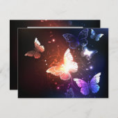 Ggloeiende nachtvlinders feestdagenkaart (Voorkant / Achterkant)