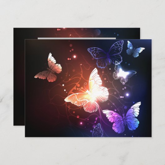 Ggloeiende nachtvlinders feestdagenkaart (Voorkant / Achterkant)
