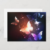 Ggloeiende nachtvlinders feestdagenkaart (Voorkant / Achterkant)