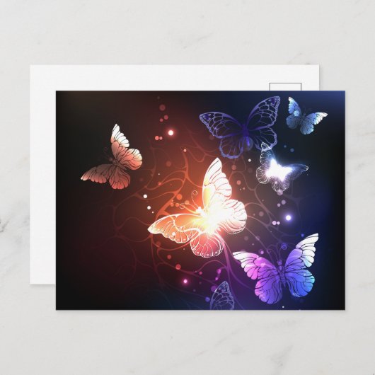 Ggloeiende nachtvlinders feestdagenkaart (Voorkant / Achterkant)