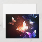 Ggloeiende nachtvlinders feestdagenkaart (Voorkant / Achterkant)