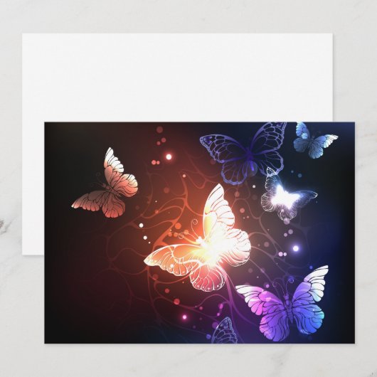 Ggloeiende nachtvlinders feestdagenkaart (Voorkant / Achterkant)