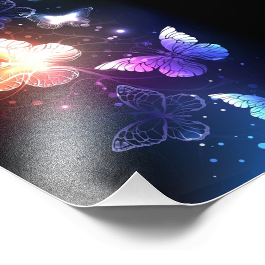 Ggloeiende nachtvlinders foto afdruk (Hoek)