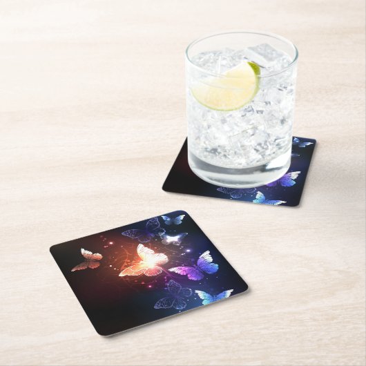 Ggloeiende nachtvlinders kartonnen onderzetters (Insitu)