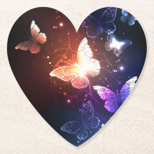 Ggloeiende nachtvlinders kartonnen onderzetters