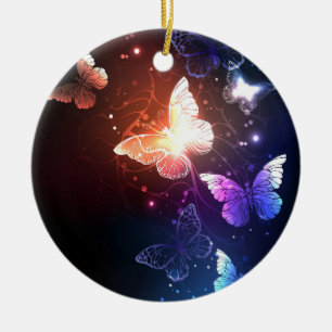 Ggloeiende nachtvlinders keramisch ornament