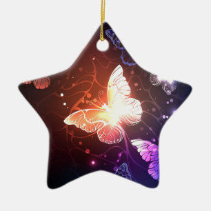 Ggloeiende nachtvlinders keramisch ornament