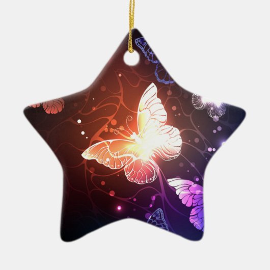 Ggloeiende nachtvlinders keramisch ornament (Voorkant)