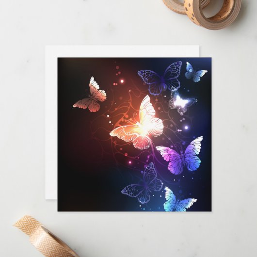 Ggloeiende nachtvlinders notitiekaartje (Voorkant / Achterkant in situ)