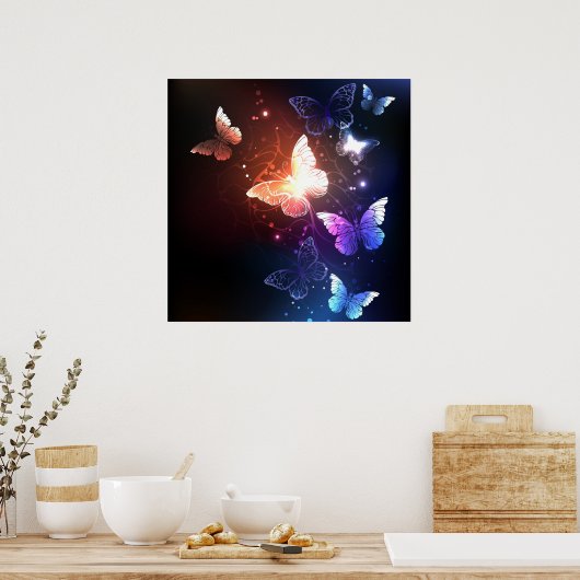 Ggloeiende nachtvlinders poster (Keuken)