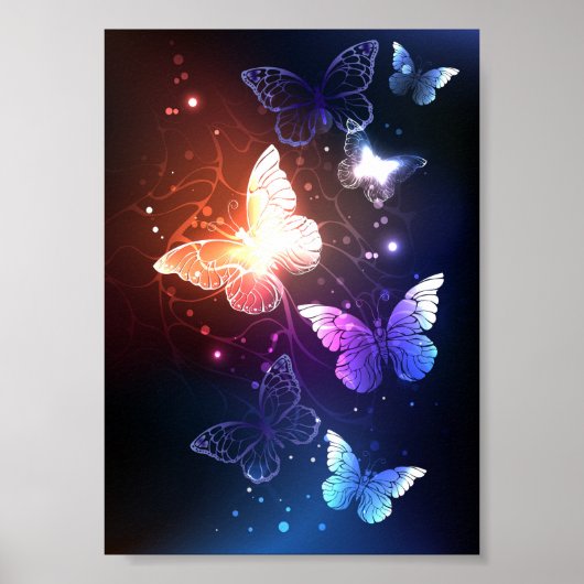 Ggloeiende nachtvlinders poster (Voorkant)