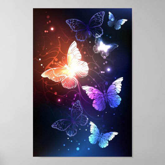 Ggloeiende nachtvlinders poster (Voorkant)
