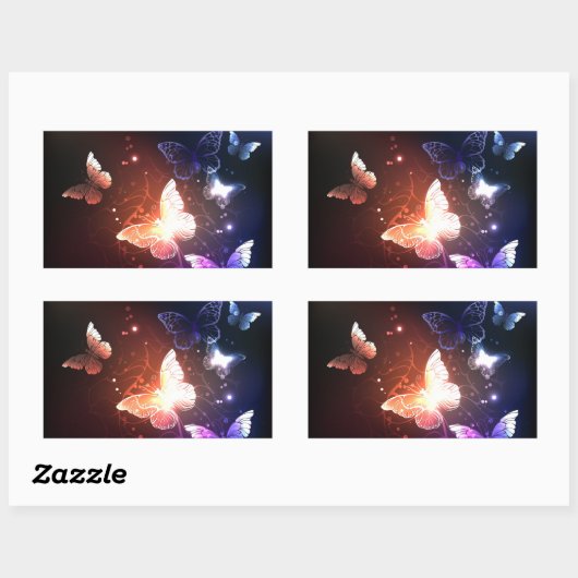 Ggloeiende nachtvlinders rechthoekige sticker (Vel)