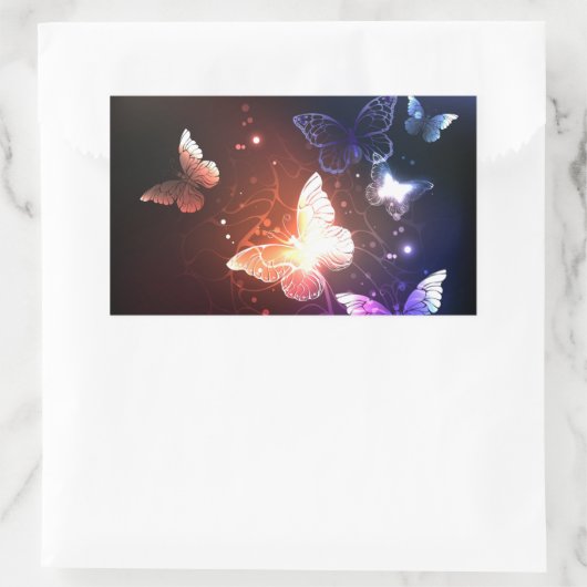 Ggloeiende nachtvlinders rechthoekige sticker (Tas)