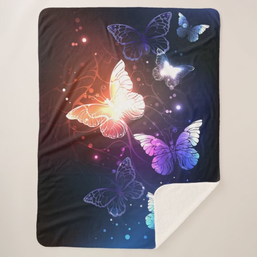 Ggloeiende nachtvlinders sherpa deken (Voorkant)