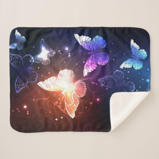 Ggloeiende nachtvlinders sherpa deken (Voorkant (horizontaal))