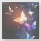 Ggloeiende nachtvlinders stenen onderzetter (Voorkant)
