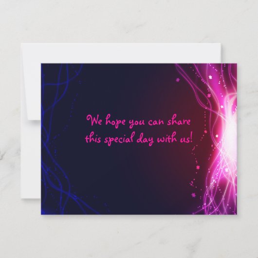 Ggloeiende Neon Stars Bat Mitzvah Reply Card RSVP Kaartje (Voorkant)
