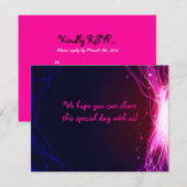 Ggloeiende Neon Stars Bat Mitzvah Reply Card RSVP Kaartje (Voorkant / Achterkant)