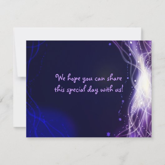 Ggloeiende Neon Stars Bat Mitzvah REPLY Card RSVP Kaartje (Voorkant)