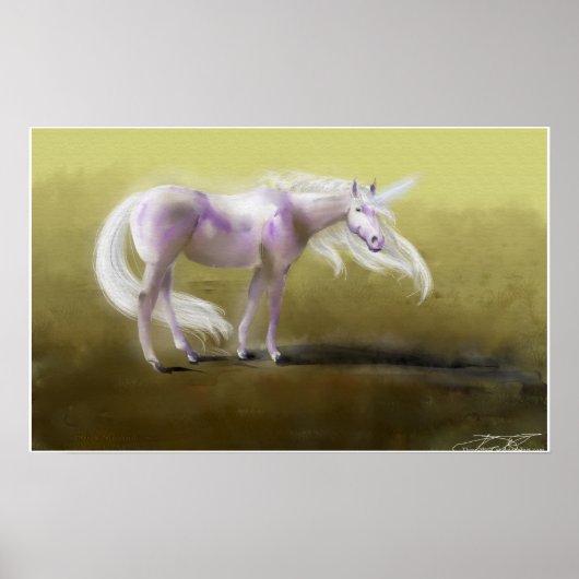 Ggloeiende Paarse Unicorn Poster (Voorkant)