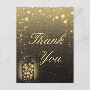 Ggloeiende pot met vuurvliegjes Nacht sterren Dank Briefkaart