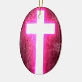 Ggloeiende roze kerstversiering keramisch ornament (Links)