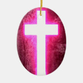 Ggloeiende roze kerstversiering keramisch ornament (Voorkant)