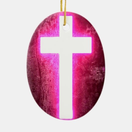 Ggloeiende roze kerstversiering keramisch ornament (Achterkant)