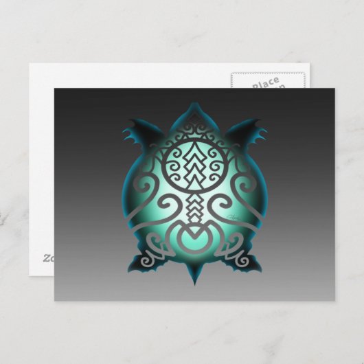 Ggloeiende Silhouette Snapper Turtle Briefkaart (Voorkant / Achterkant)