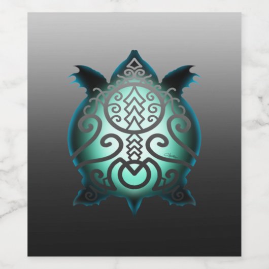 Ggloeiende Silhouette Snapper Turtle Wijn Etiket (Enkel label)