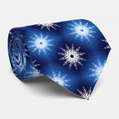 Ggloeiende Snowflakes Blue Stropdas (Opgerold)