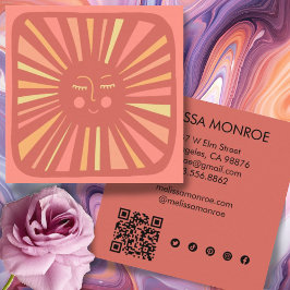 Ggloeiende Sun Cute Charming Social Media QR Code Vierkante Visitekaartje