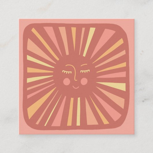 Ggloeiende Sun Cute en Charming Pink Vierkante Visitekaartje (Voorkant)