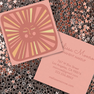 Ggloeiende Sun Cute en Charming Pink Vierkante Visitekaartje