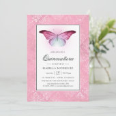 Ggloeiroze Butterfly Quinceañera Kaart (Staand voorkant)