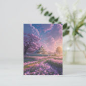 Ggloeiroze veld, Japanse Villa Briefkaart (Staand voorkant)