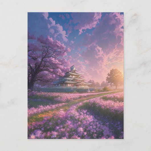 Ggloeiroze veld, Japanse Villa Briefkaart (Voorkant)