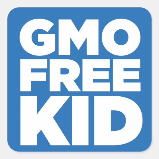 GGO-VRIJ KIND (BLAUW) VIERKANTE STICKER (Voorkant)