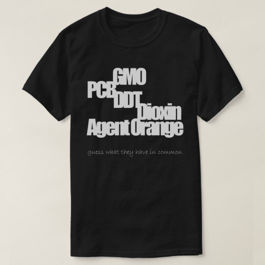 GGO's, PCB's, DDT, dioxine, Sinaasappel van het ag T-shirt (Design voorkant)