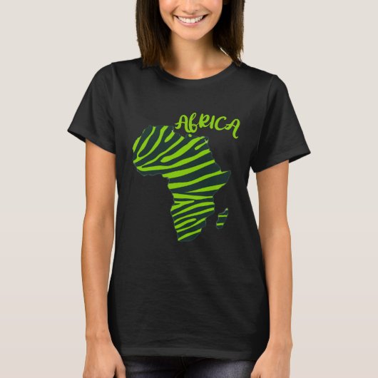 GGT Zebra Green Striped Continent Africa T-shirt (Voorkant)