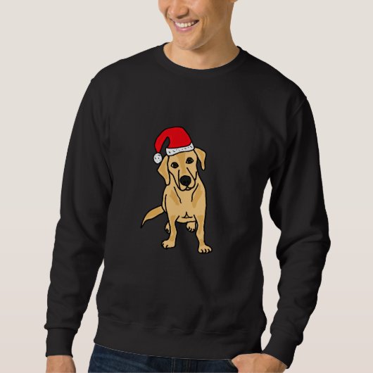 GH- Funny Yellow Labrador in Santa Hat Sweatshirt (Voorkant)