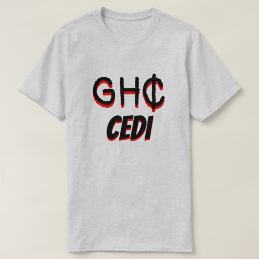 GH ₵ Ghanese cedi grijs T-shirt (Design voorkant)