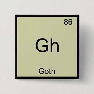 Gh - Goth Grappige Chemie Element Symbool T-Shirt Vierkante Button 5,1 Cm